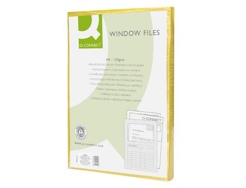 Classificador q-connect em cartolina din a4 amarelo com janela transparente 120 gr , Q-connect , 53224 , 5706002152444